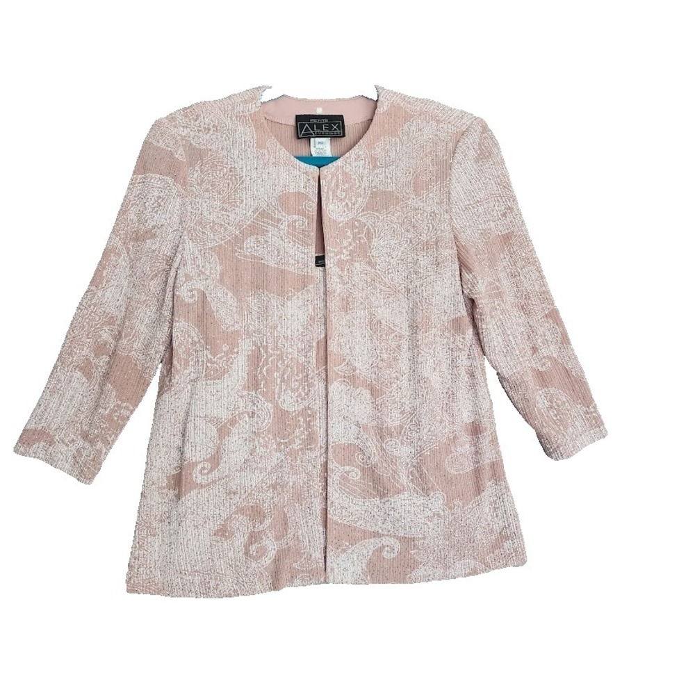 Alex Evenings MP set of 2 Metallic Sparkle Pink & While Tank and Jacket Party